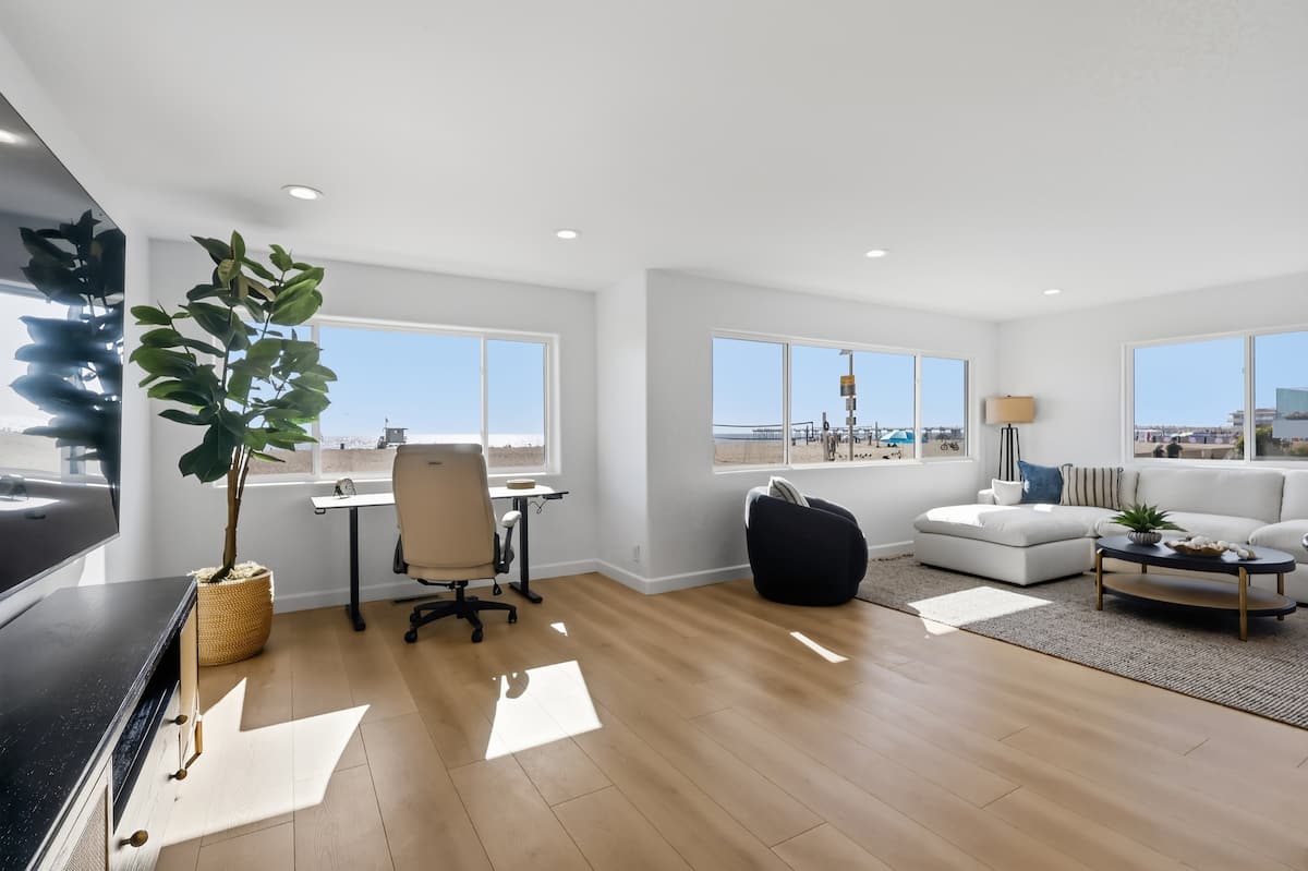 Office lounge with a view toward the ocean
